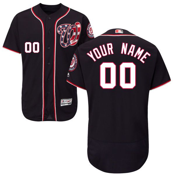 Men Washington Nationals Majestic Alternate Navy Blue Flex Base Authentic Collection Custom MLB Jersey